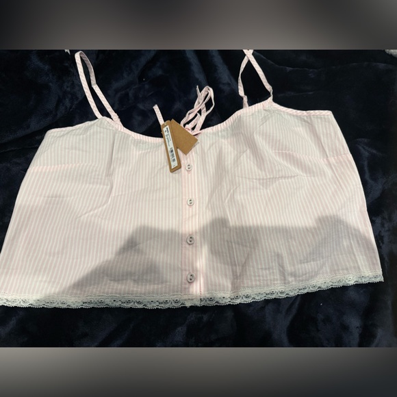 Skims NWT Cotton Poplin Sleep Cami in Cherry Blossom Stripe - Picture 2 of 5